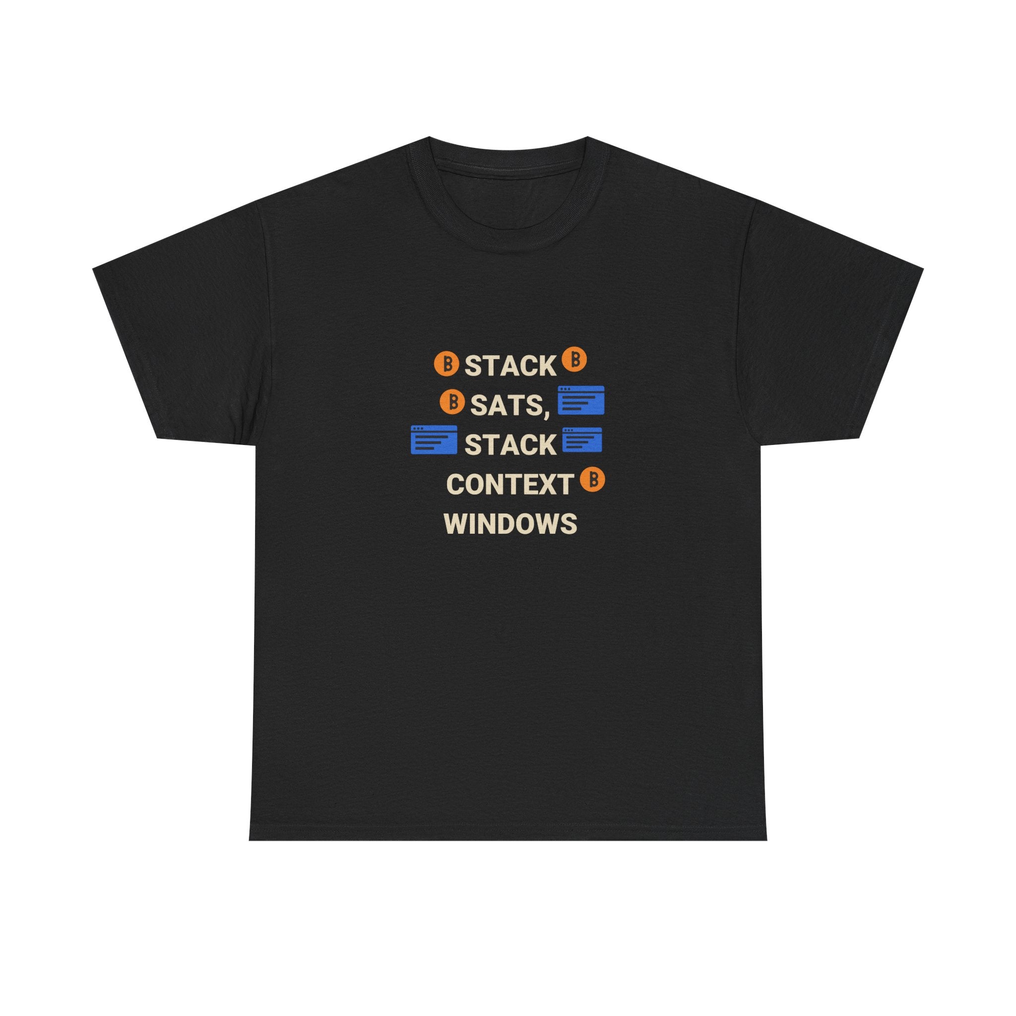 Funny AI T-Shirt | Stack Sats Stack Context Windows | Bitcoin AI Crossover Gift
