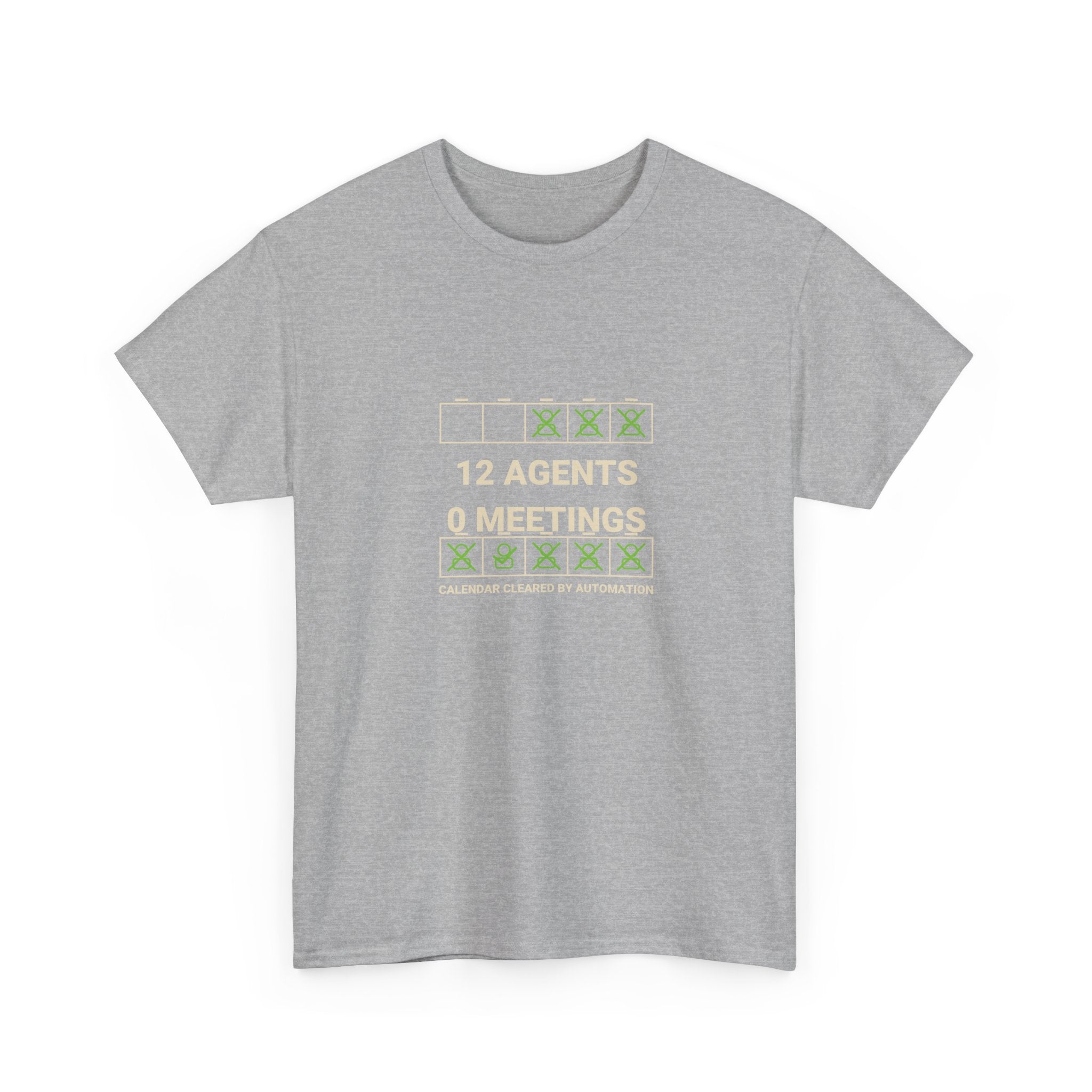 Funny AI T-Shirt | 12 Agents 0 Meetings | Autonomous Workflow Tech Gift